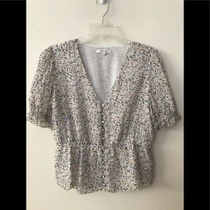 NWOT Madewell Silk V-Neck Peplum Top Size S